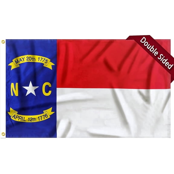 FLAGWIN North Carolina Flag 3x5 FT - 3 Ply Double Sided Polyester North Carolina State Flag with Brass Grommets - Vivid Color and Fade Proof State of NC Flag 3x5 Outdoor