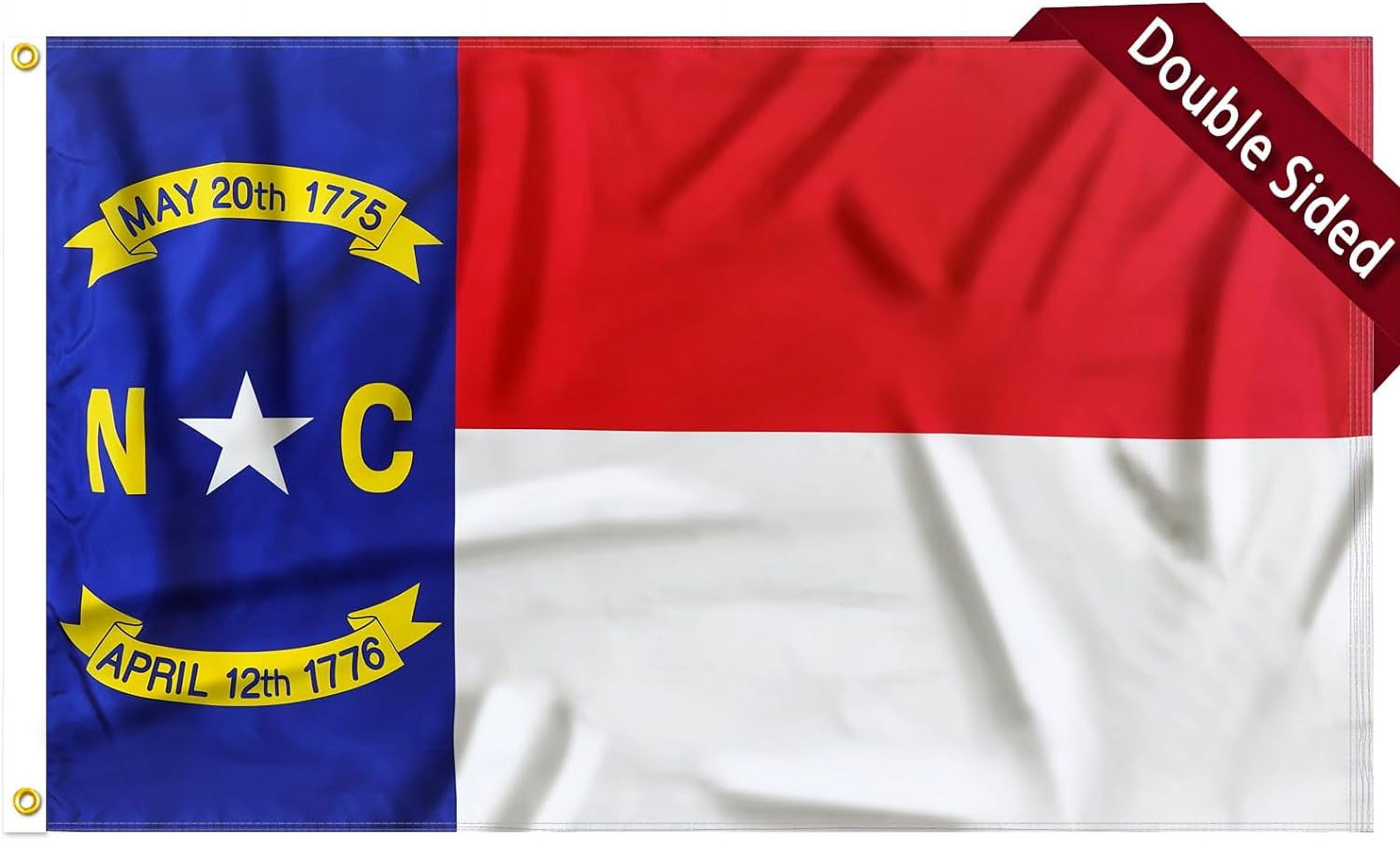 FLAGWIN North Carolina Flag 3x5 FT - 3 Ply Double Sided Polyester North Carolina State Flag with Brass Grommets - Vivid Color and Fade Proof State of NC Flag 3x5 Outdoor