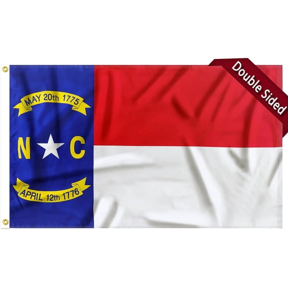FLAGWIN North Carolina Flag 3x5 FT - 3 Ply Double Sided Polyester North Carolina State Flag with Brass Grommets - Vivid Color and Fade Proof State of NC Flag 3x5 Outdoor