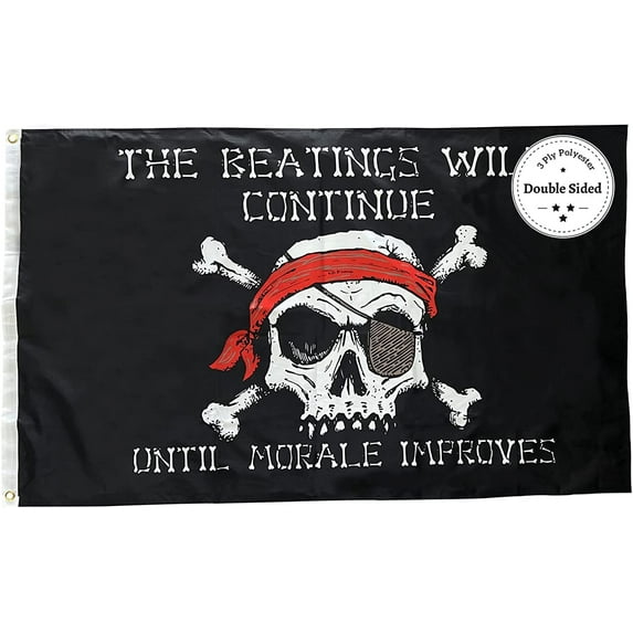 FLAGWIN Pirate Flag 3x5 Foot - 3 Ply Double Sided Polyester Jolly Roger Flag Heavy Duty with 2 Brass Grommets - Vivid Color and Fade Proof Outdoor Pirate Flag - Skull in Red Bandanna Pirate Flag