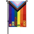 thumbnail image 1 of FLAGWIN Progress Pride Flags EVERYONE IS WELCOME HERE 12x18 LGBTQ Garden Rainbow Pride Flag with Vivid Color and Durable Nylon, Inclusive Gay Outdoor Flag for Yard Lawn or Room（Stand not included）, 1 of 7