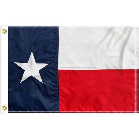 FLAGWIN Texas Flag 12x18, Embroidered Small Texas Flags Outdoor, Texas Flag 210D Heavy Duty Nylon, Texas Flag for Boat with Embroidered Stars, Sewn Stripes and 2 Brass Grommets