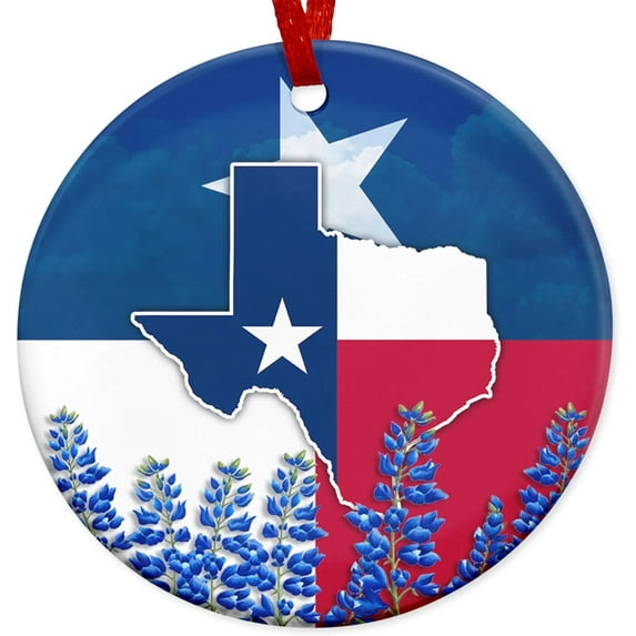 FLAGWIX 2024 Christmas Texas Ornaments Gifts - American State Christmas Decorations, Home Decor - Texas Gifts Ideas, States Ornaments Gifts - Christmas Tree Decoration Ceramic Ornament