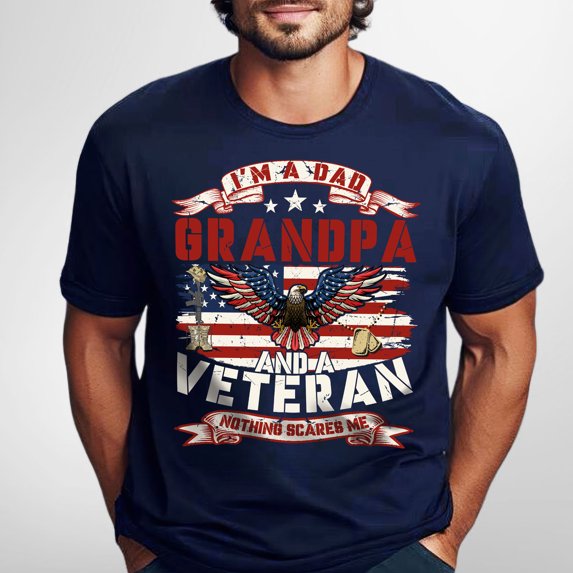 FLAGWIX 4th of July Gifts, Eagle With American Flag Tee, Veteran Dad T-Shirt VTM89HVN Veteran Grandpa T-shirt