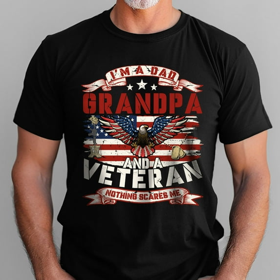 FLAGWIX 4th of July Gifts, Eagle With American Flag Tee, Veteran Dad T-Shirt VTM89HVN Veteran Grandpa T-shirt