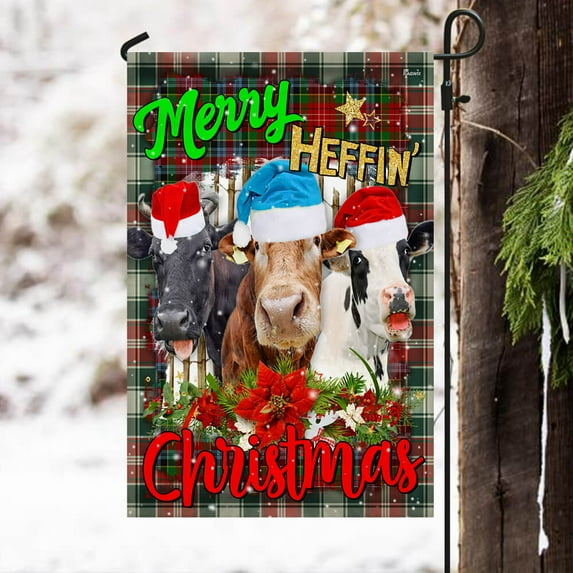FLAGWIX American Christmas Garden Flag 11.5" x 17.5" - Cow Farm Christmas Flag Be Here NTB384Fv1