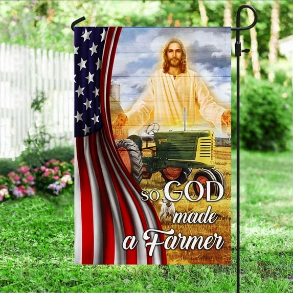 FLAGWIX American Flag - Farm Life Jesus Flag So God Made A Farmer DBD3157F - Garden Flag (11.5" x 17.5")