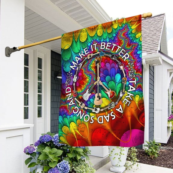 FLAGWIX American Flag - Guitar Flag Hippie TPH21F - Garden Flag (11.5" x 17.5")