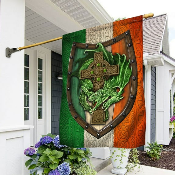 FLAGWIX American Flag - Irish Flag Celtic Dragon Cross BNL428F - House Flag (29.5" x 39.5")