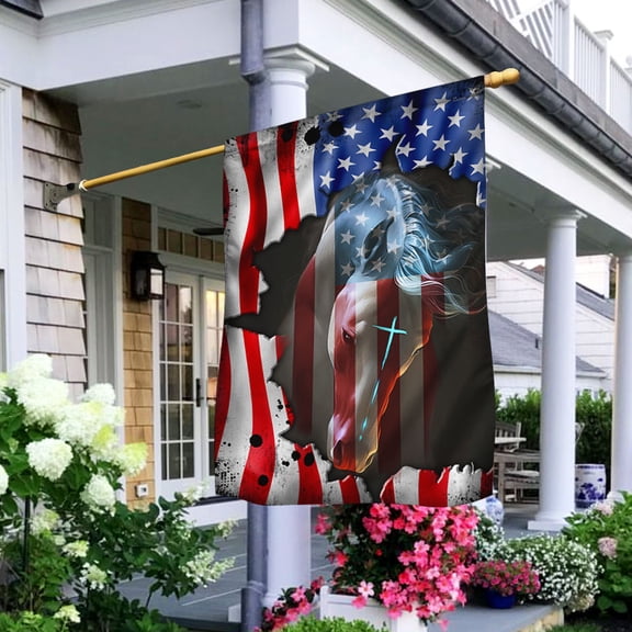 FLAGWIX American Flag - Patriotic Horse U.S Flag LHA1987F - House Flag (29.5" x 39.5")