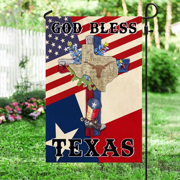 FLAGWIX American Flag - Texas Cross Flag God Bless Texas Flag LNH024F - Garden Flag (11.5" x 17.5")