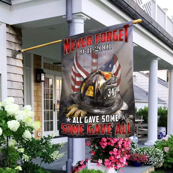 FLAGWIX American House Flag (29.5" x 39.5")-Firefighter 343. Never Forget 9 - Polyester Indoor Outdoor Flags