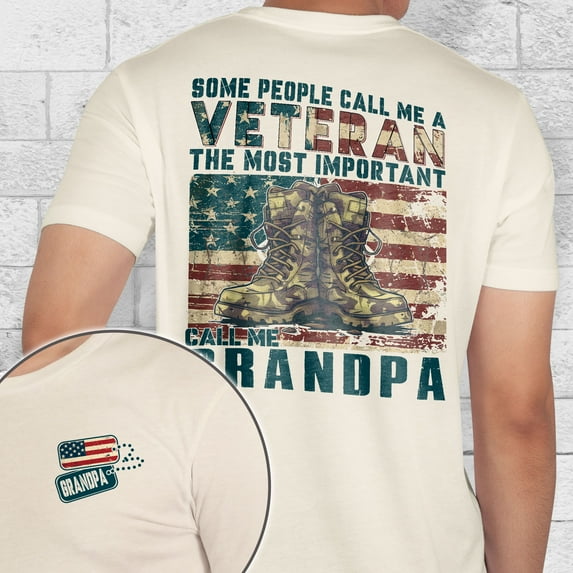 FLAGWIX Call Me Grandpa T-shirt, T-shirt Gifts For Grandpa, American Graphic Printed Tee, Veteran Grandpa T-shirt
