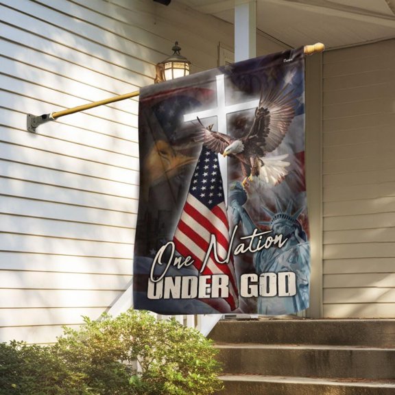 FLAGWIX Christian Patriot American Flags, One Nation Under God American Flag - 4th of July Decorations for Home, Outside, House Flag 30x40 - Double Sided, Heavy Duty Canvas, Decorative Outdoor Flags