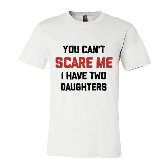 FLAGWIX Gifts For Dad From Daughter - You Can't Scare Me I Have Two Daughters T-Shirt - Men's Basic Letter Print Crew Neck Tee, Summer Clothes, Men's T-shirts
