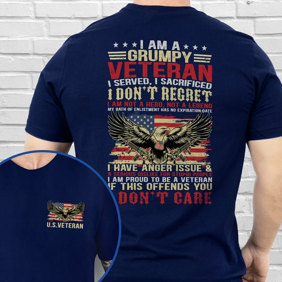 FLAGWIX Grumpy Veteran, Proud U.S. Veteran T-Shirt TPT2337TS - Father's Day, Christmas Gifts For Men, Husband Gifts