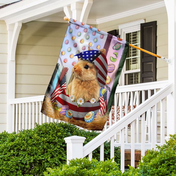 FLAGWIX Happy Easter Bunny American Flag, Outdoor Easter Decoration - House Flag (29.5" x 39.5")