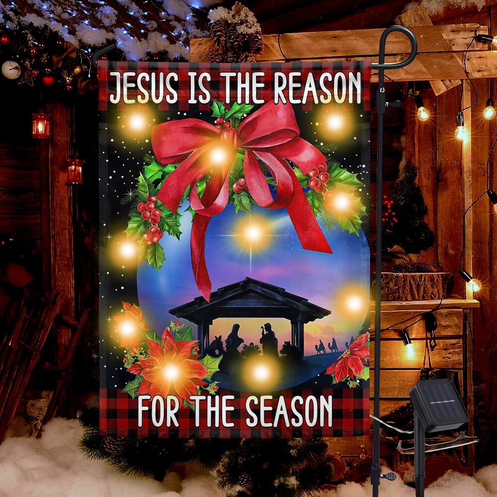 Magnolia Garden Gartenflagge – 'Jesus Is The Reason For The Season', 33x46 Cm, Polyester, Wetterfest