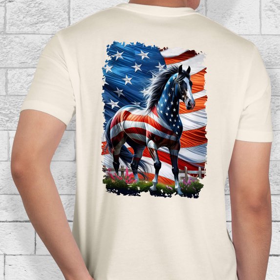 FLAGWIX Horse Wrapped In Glory American Patriotic Horse T-Shirt MLN3274TS