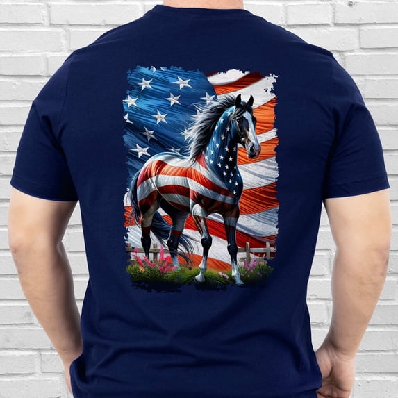FLAGWIX Horse Wrapped In Glory American Patriotic Horse T-Shirt MLN3274TS