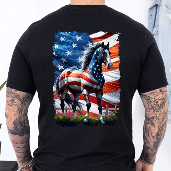 FLAGWIX Horse Wrapped In Glory American Patriotic Horse T-Shirt MLN3274TS