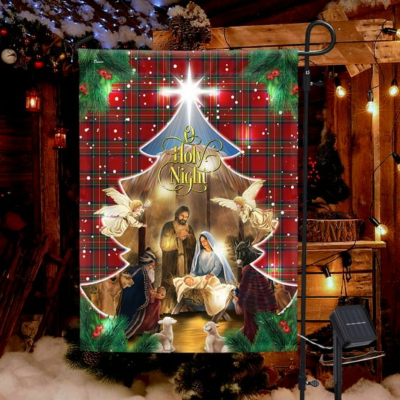 FLAGWIX Jesus Family, O holy night Jesus Christmas Solar Led Garden Flag TPT2327SF