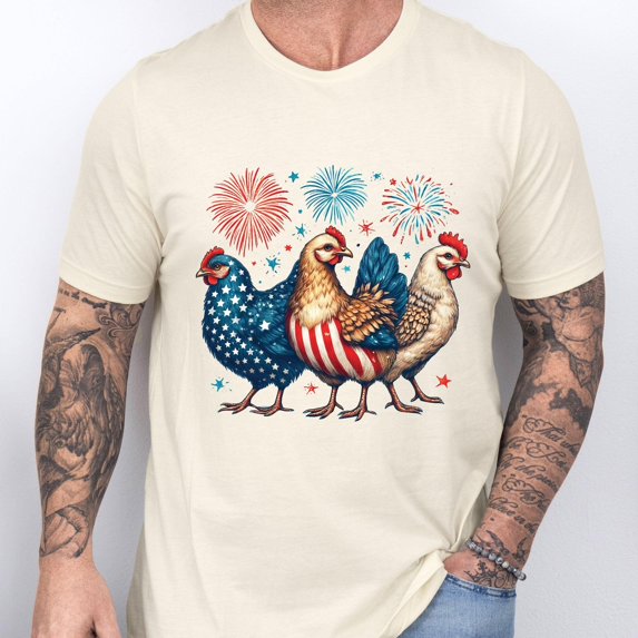 FLAGWIX Patriotic Chicken Merica 4th Of July Independence Day T-Shirt TQN3145TS - Father's Day, Christmas, Birthday Gifts For Men, Husband Gifts