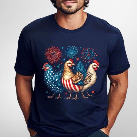 FLAGWIX Patriotic Chicken Merica 4th Of July Independence Day T-Shirt TQN3145TS - Father's Day, Christmas, Birthday Gifts For Men, Husband Gifts