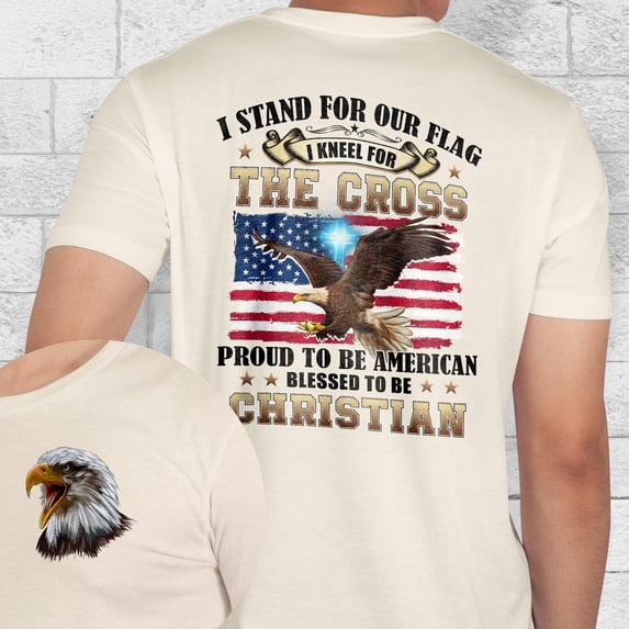 FLAGWIX Proud To Be American Blessed To Be Christian Eagle Patriot American T-Shirt MLN3125TS - Father's Day, Gifts For Men, Husband Gifts