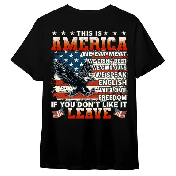 FLAGWIX Retro American Flag US Veteran Shirt, This Is A America, If You Don't Like It LEAVE HTT91HVN
