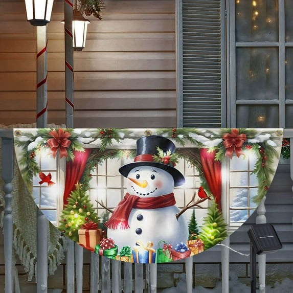 FLAGWIX Snowman Merry Christmas Solar Led Fan Flag MLN4163SL - USA Flags Decor Indoor Outdoor