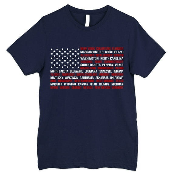 FLAGWIX USA Flag State Names T-shirt Patriotic 4th of July US Independence Day T-Shirt MLN3220TS