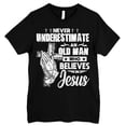 thumbnail image 1 of FLAGWIX Vintage Men Bible, Christian Gift, Never Underestimate an Old Man Who Believes in God T-shirt HTT102HVN, 1 of 6