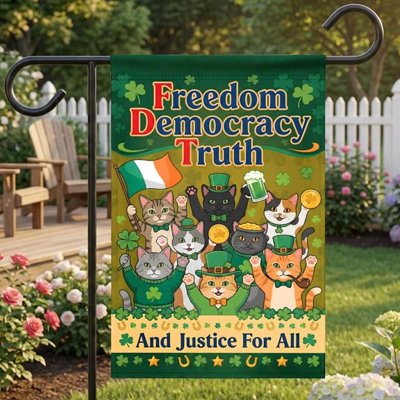 FLAGY Freedom Democracy Truth Justice For All Garden Flag, Patriotic Yard Decor, Liberty House Banner