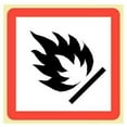 thumbnail image 1 of FLAME - Extremely Flammable Hazard-Safety Labels (GHS Pictogram Symbol), 1" X 1" White Self-Adhesive Vinyl - ROLL OF 500 LABELS, 1 of 1