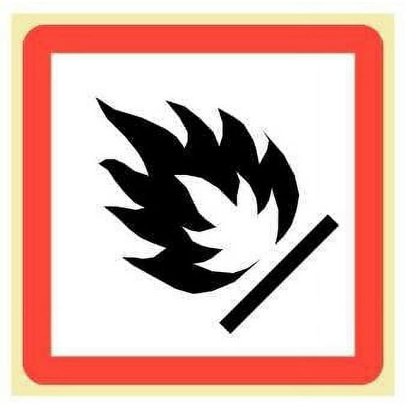 FLAME - Extremely Flammable Hazard-Safety Labels (GHS Pictogram Symbol), 1" X 1" White Self-Adhesive Vinyl - ROLL OF 500 LABELS