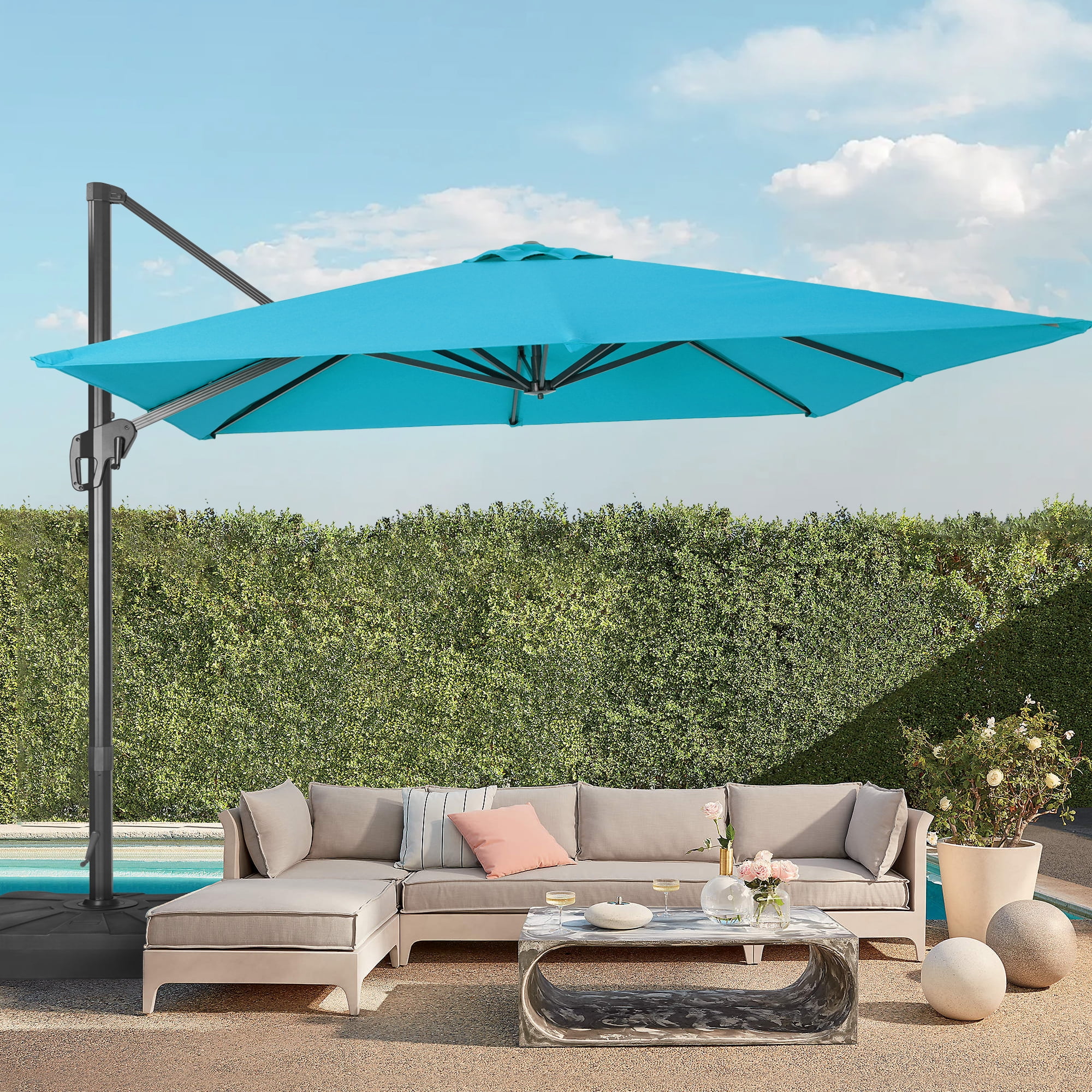 flame&shade 10 patio umbrella Amazon.com : EAST OAK and Umbrella, 10ft Square Outdoor, Large Offset Cantilever with 360 Rotation, Heavy Duty Windproof and UV Resistant Double Top for Pool and Deck, Night Blue FLAME&SHADE 1010FT Cantilever Patio Umbrella