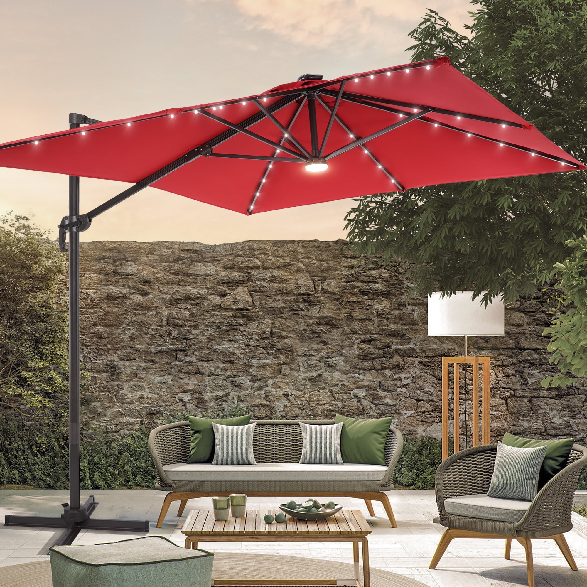 flame&shade 10 patio umbrella 10ft FLAME&SHADE 108FT LED Cantilever Umbrella