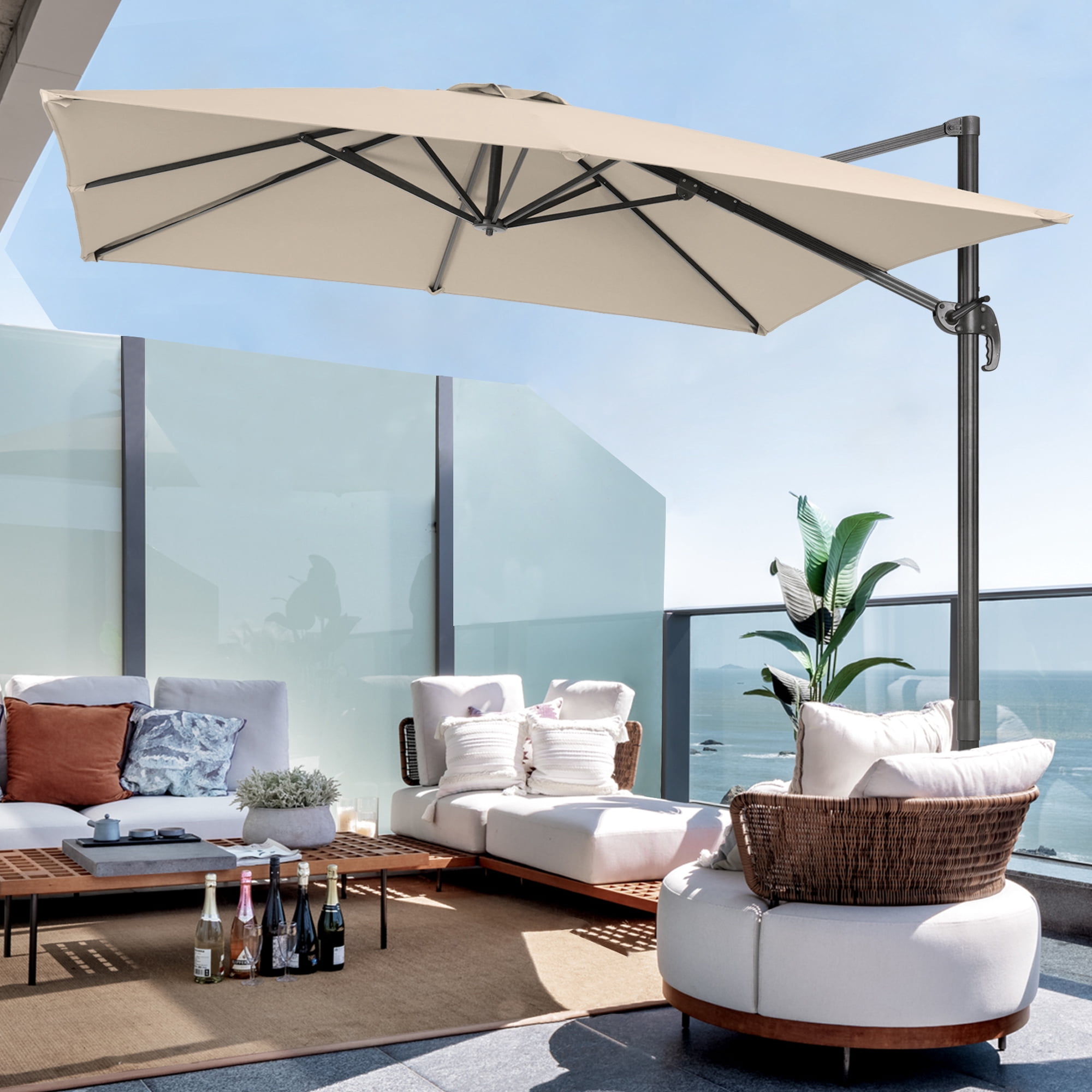 flame&shade 10 patio umbrella Amazon.com : EAST OAK and Umbrella, 10ft Square Outdoor, Large Offset Cantilever with 360 Rotation, Heavy Duty Windproof and UV Resistant Double Top for Pool and Deck, Night Blue FLAME&SHADE 1010FT Cantilever Patio Umbrella