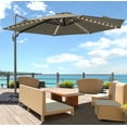 thumbnail image 1 of FLAME&SHADE 10ft LED Outdoor Round Patio Cantilever Umbrella for Beach Garden Patio and Lawn,Taupe, 1 of 7