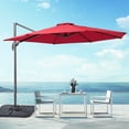 thumbnail image 1 of FLAME&SHADE 10ft 360-Degree Cantilever Patio Umbrella, Outdoor Hanging Shade for Beach Garden,Beach and Lawn - Red, 1 of 7