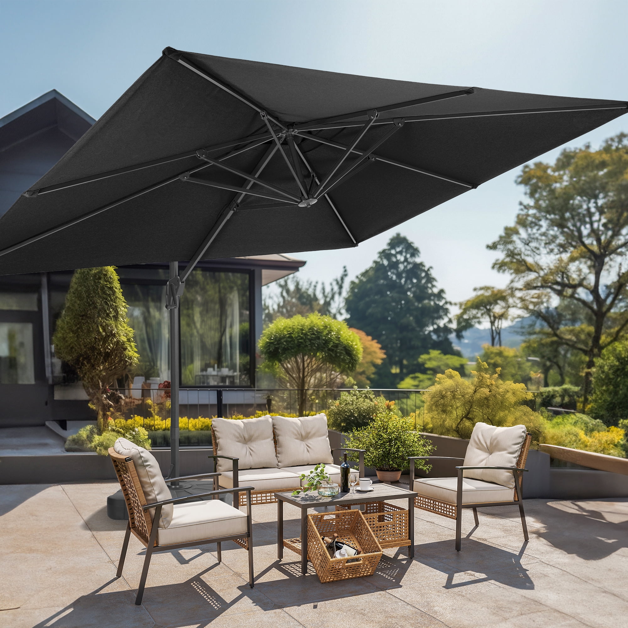 FLAME&SHADE 11.5*9FT Rectangular Cantilever Umbrella For Your Outdoor Space Solution-Dyed Fabric, Aluminum Frame, and Innovative 360 Rotation System,Navy Blue - Walmart.com FLAME&SHADE 11.5*9FT Rectangular Cantilever Umbrella For Your Outdoor Space Solution-Dyed Fabric, Aluminum Frame, and Innovative 360 Rotation System,Navy Blue - Walmart.com