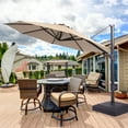 thumbnail image 1 of FLAME&SHADE 11 FT Cantilever Patio Umbrella w/Base, Outdoor Aluminum Offset Umbrellas 360° Rotation Hanging Market Umbrellas,Sand, 1 of 7
