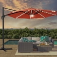 thumbnail image 1 of FLAME&SHADE 11 Ft LED Patio Cantilever Umbrella Outdoor Aluminum Offset Hanging Rotation w/Solar Lights,Red, 1 of 7