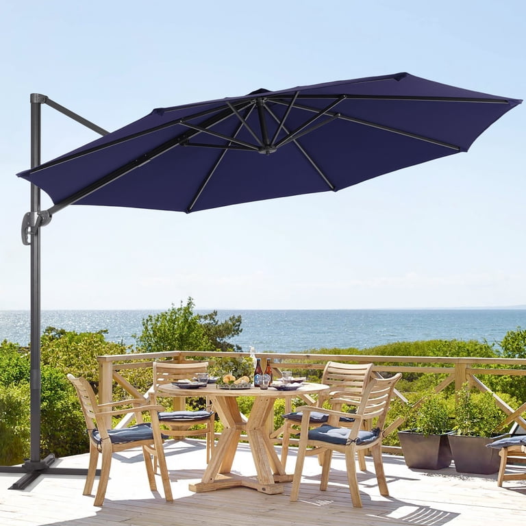 FLAME&SHADE 11FT Cantilever Patio Umbrella Ultimate Outdoor Comfort with 360 Rotation and Canopy Angle Adjustment,Navy Blue FLAME&SHADE 11FT Cantilever Patio Umbrella Ultimate Outdoor Comfort with 360 Rotation and Canopy Angle Adjustment,Navy Blue