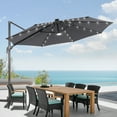 thumbnail image 1 of FLAME&SHADE 11FT LED Cantilever Umbrella with Aluminum Frame, and 360° Rotation,Anthracite, 1 of 6