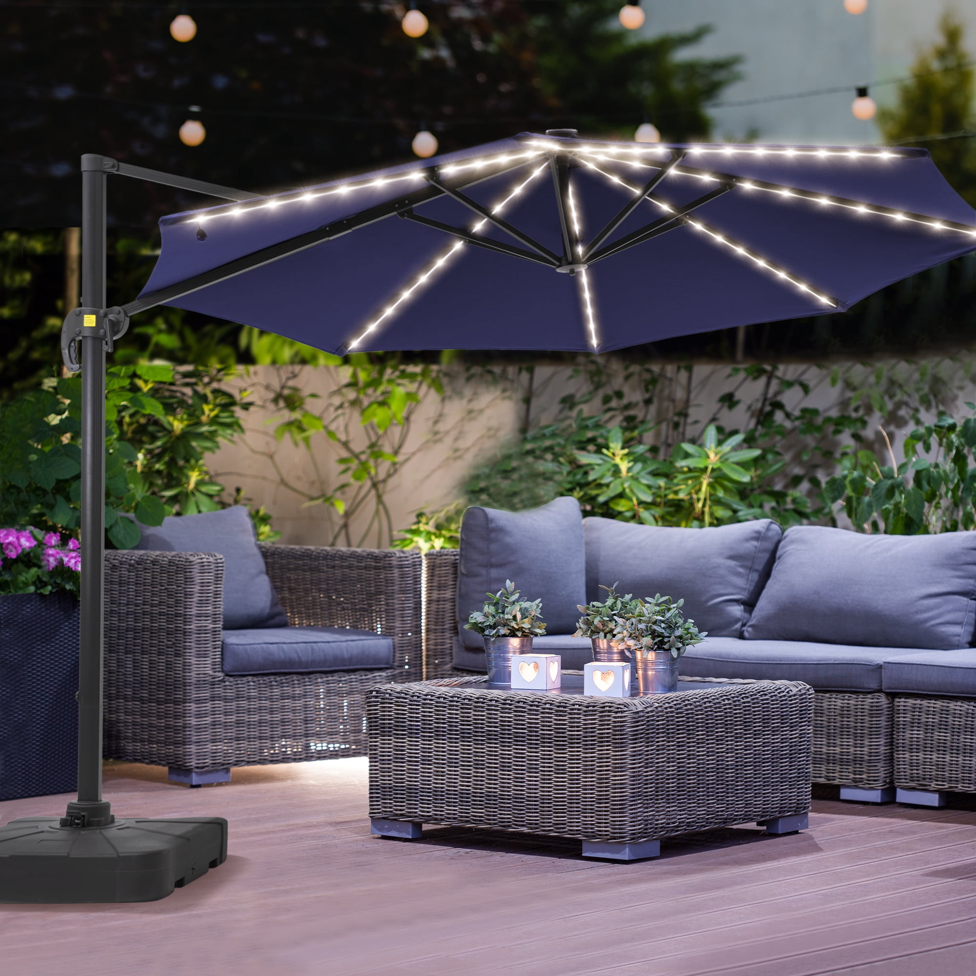 15 x 9 patio umbrella with lights Double-Sided Patio Umbrella with Solar LED Lights, 15' x 9' - On Sale - Bed  Bath & Beyond