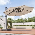 thumbnail image 1 of FLAME&SHADE 11ft Outdoor Cantilever Umbrellas 360° Rotation w/Base Stand, Aluminum Patio Round Offset Market Hanging Umbrella for Deck,Sand, 1 of 7