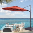 thumbnail image 1 of FLAME&SHADE 11ft Patio Offset Outdoor Hanging Umbrella w/Base,360 Degree Rotating for Backyard, Garden and Deck,Red, 1 of 6