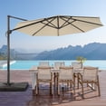 thumbnail image 1 of FLAME&SHADE 11ft Round Outdoor Patio Offset Hanging Cantilever Umbrella w/Base for Garden,Deck and Poolside,Sand Brown, 1 of 7